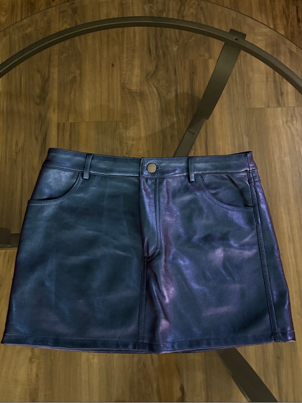 Forever 21 Iridescent Blue-Purple Faux Leather Mini Skirt